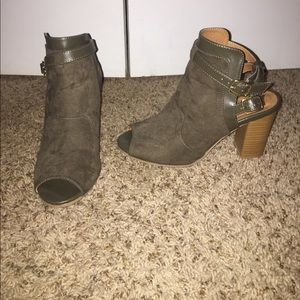 Faux Suede Olive Green Shooties